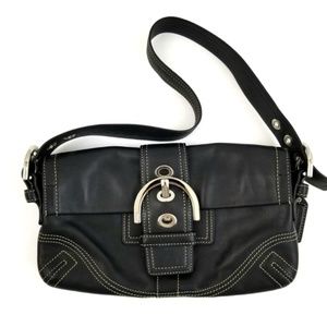 👜 Coach Black Leather Baguette C05S-8A05